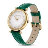 Swarovski Crystalline Wonder Watch Swiss Made, Leather strap, Green, Gold-tone finish