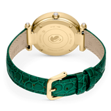 Swarovski Crystalline Wonder Watch Swiss Made, Leather strap, Green, Gold-tone finish