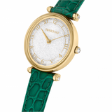 Swarovski Crystalline Wonder Watch Swiss Made, Leather strap, Green, Gold-tone finish