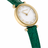 Swarovski Crystalline Wonder Watch Swiss Made, Leather strap, Green, Gold-tone finish