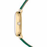 Swarovski Crystalline Wonder Watch Swiss Made, Leather strap, Green, Gold-tone finish