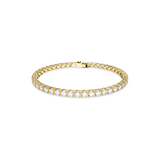 Swarovski Matrix Tennis bracelet, Round cut, White, Gold-tone plated