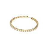 Swarovski Matrix Tennis bracelet, Round cut, White, Gold-tone plated