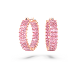 Swarovski Matrix Hoop Earrings Baguette cut, Pink, Rose gold-tone - Main Image