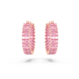 Swarovski Matrix Hoop Earrings Baguette cut, Pink, Rose gold-tone plated
