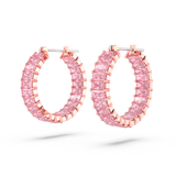 Swarovski Matrix Hoop Earrings Baguette cut, Pink, Rose gold-tone plated