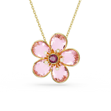 Swarovski Florere Necklace Flower, Small, Pink, Gold-tone plated