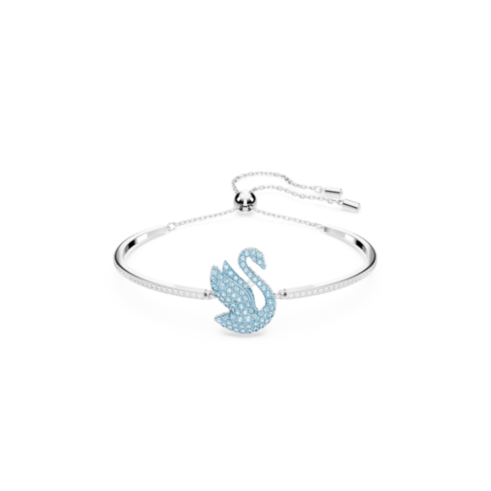 Swarovski Swarovski Iconic Swan Bangle Swan, Blue, Rhodium plated, Med ...