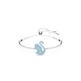Swarovski Swarovski Iconic Swan Bangle Swan, Blue, Rhodium plated, Medium