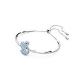 Swarovski Swarovski Iconic Swan Bangle Swan, Blue, Rhodium plated, Medium