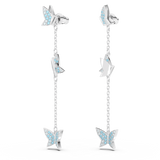 Swarovski Idyllia Lilia drop earrings, Butterfly, Blue, Rhodium plated
