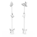 Swarovski Idyllia Lilia drop earrings, Butterfly, Blue, Rhodium plated