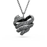 Swarovski Volta Necklace Heart, Small, Black, Ruthenium plated
