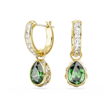 Swarovski Stilla Drop Earrings Pear cut, Green, Gold-tone plated