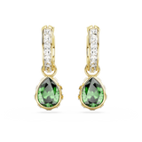Swarovski Stilla Drop Earrings Pear cut, Green, Gold-tone plated