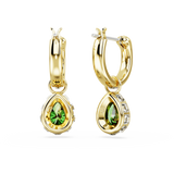 Swarovski Stilla Drop Earrings Pear cut, Green, Gold-tone plated