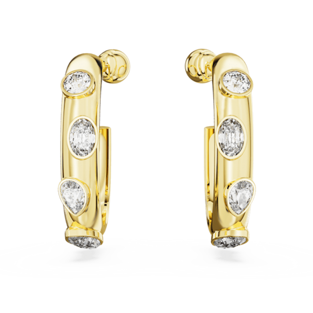 Swarovski Dextera Hoop Earrings Mixed cuts, White, Gold-tone plated | Fashion Jewellery | New Prices | Women | Women Earrings | Womens