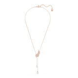 Swarovski Nice Y Necklace Feather, White, Rose gold-tone plated