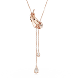Swarovski Nice Y Necklace Feather, White, Rose gold-tone plated