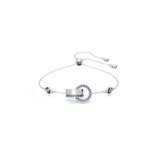 Swarovski Hollow Bracelet Interlocking loop, Blue, Rhodium plated, Medium