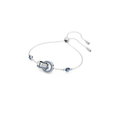 Swarovski Hollow Bracelet Interlocking loop, Blue, Rhodium plated, Medium