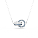 Swarovski Hollow Necklace Interlocking loop, Blue, Rhodium plated