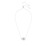 Swarovski Hollow Necklace Interlocking loop, Blue, Rhodium plated