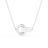 Swarovski Hollow Necklace Interlocking loop, Blue, Rhodium plated
