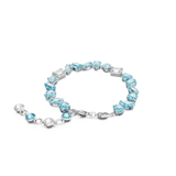 Swarovski Gema Bracelet Mixed cuts, Blue, Rhodium plated, Medium