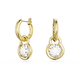 Swarovski Dextera Drop Earrings Round cut, White, Gold-tone plated