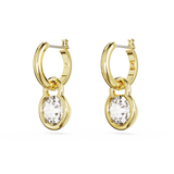 Swarovski Dextera Drop Earrings Round cut, White, Gold-tone plated