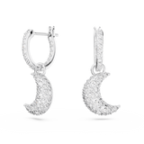 Swarovski Luna drop earrings Moon, White, Rhodium plated