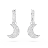 Swarovski Luna drop earrings Moon, White, Rhodium plated