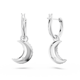 Swarovski Luna drop earrings Moon, White, Rhodium plated