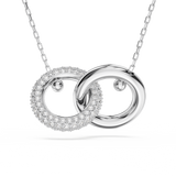 Swarovski Dextera pendant, Interlocking loop, White, Rhodium plated