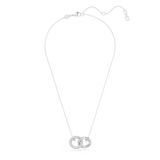 Swarovski Dextera pendant, Interlocking loop, White, Rhodium plated