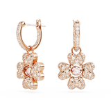 Swarovski Idyllia Drop Earrings Clover, White, Rose gold-tone plated