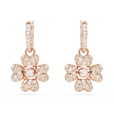 Swarovski Idyllia Drop Earrings Clover, White, Rose gold-tone plated