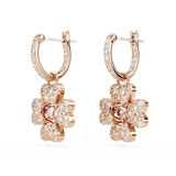 Swarovski Idyllia Drop Earrings Clover, White, Rose gold-tone plated