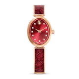 Swarovski Crystal Rock Oval Watch Swiss Made, Metal bracelet, Red, Rose gold-tone finish