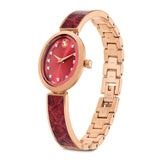 Swarovski Crystal Rock Oval Watch Swiss Made, Metal bracelet, Red, Rose gold-tone finish