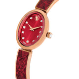 Swarovski Crystal Rock Oval Watch Swiss Made, Metal bracelet, Red, Rose gold-tone finish