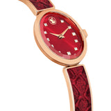 Swarovski Crystal Rock Oval Watch Swiss Made, Metal bracelet, Red, Rose gold-tone finish