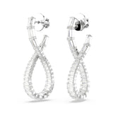Swarovski Hyperbola drop earrings, Infinity, White, Rhodium plated