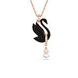 Swarovski Swarovski Swan pendant Necklace, Black, Rose gold-tone plated