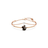 Swarovski Swan bangle, Swan, Black, Rose gold-tone plated