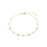 Swarovski Imber Necklace Round cut, Scattered design, White, Gold-tone plated