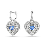 Swarovski Hyperbola Drop Earrings Heart, Blue, Rhodium plated