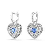 Swarovski Hyperbola Drop Earrings Heart, Blue, Rhodium plated