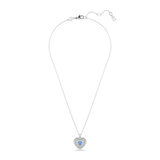 Swarovski Idyllia pendant, Heart, Blue, Rhodium plated